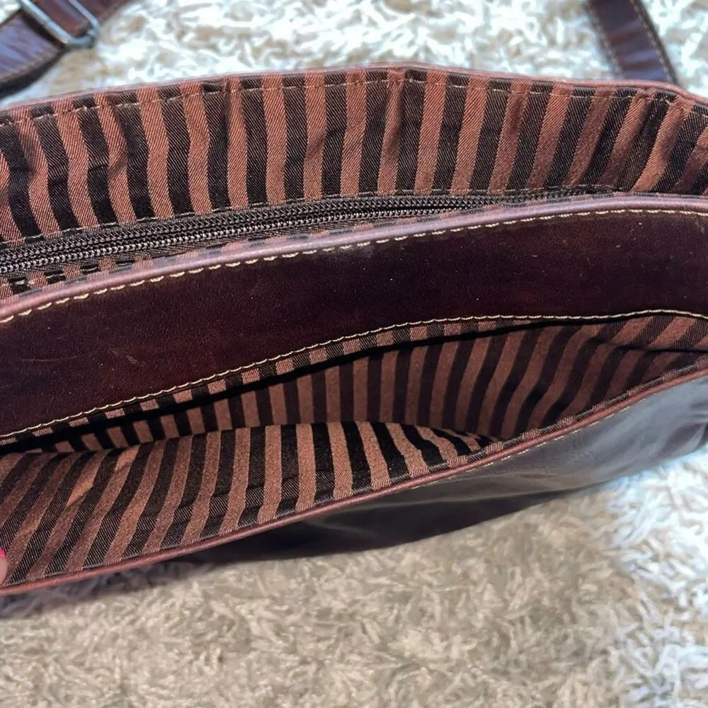 JACK GEORGES Brandy Embossed Flap Leather Crossbody Purse Bag